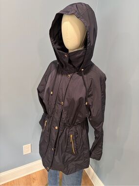 Michael Kors Hooded Rain / Utility Jacket Size Small Navy Blue